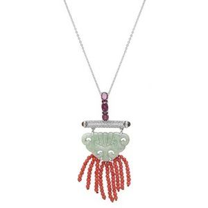 JOY Green Jade & Gem Pendant Cable Chain Necklace